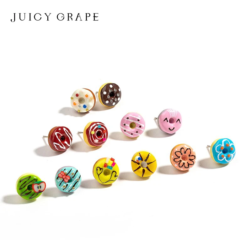 JUICY GRAPE Cute Donut Stud Earrings for Women Unique and Fun Earrings S925 Silver Needle 18K Gold Plated  Fashion Jewelry