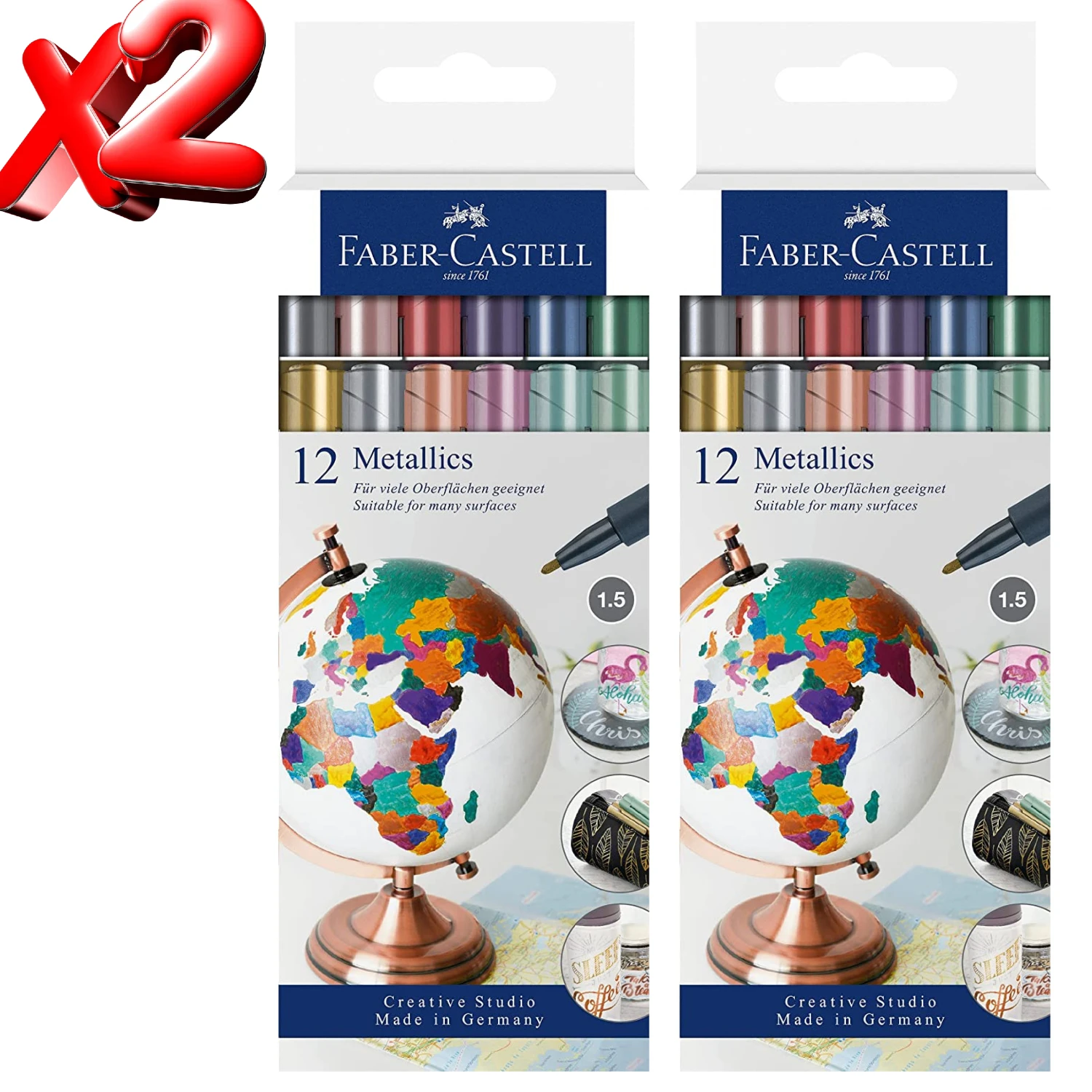 Marqueur métallique - Assortiment FABER CASTELL Metallics Lot de 12