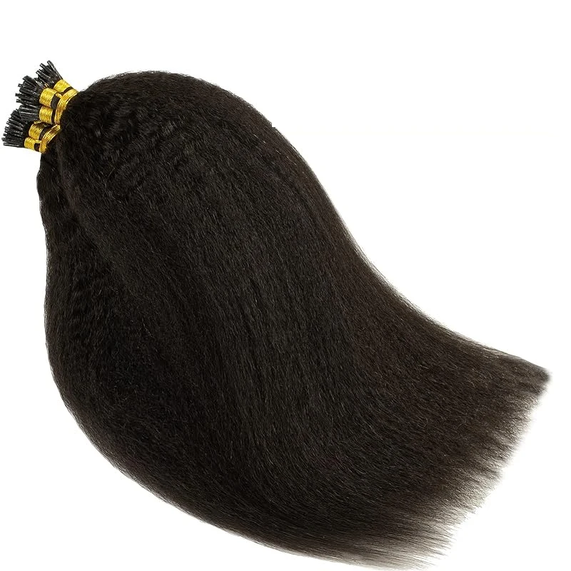 Tip Hair Extensions Kinky Straight Human Hair 16-26Inch Extensions Real Human Pre Bonded For Women