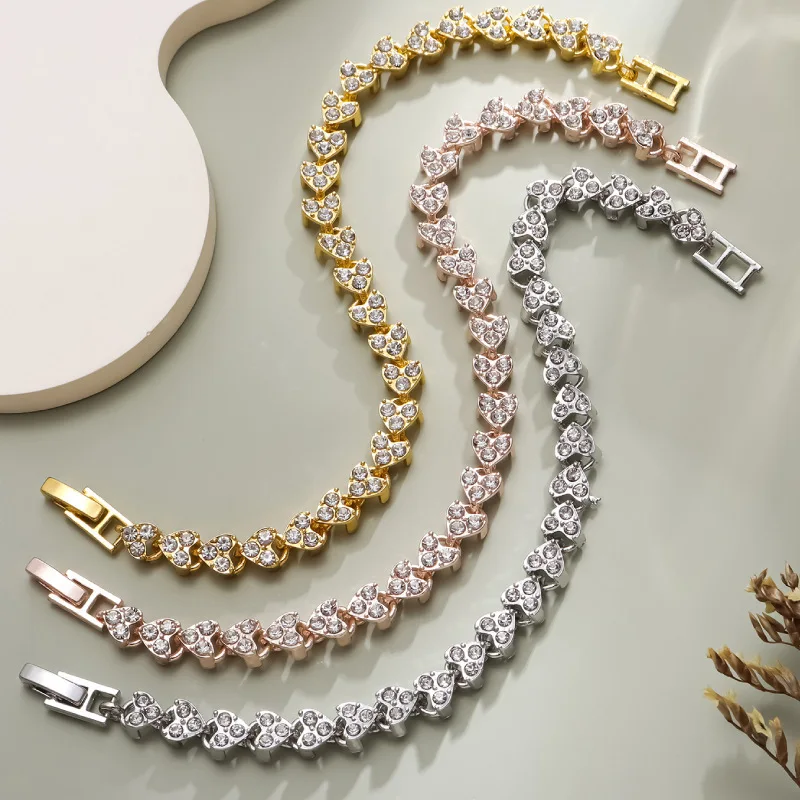 Luxury Roman Crystal Geometric Chain Bracelets For Women Trendy Goth Full Rhinestone Charm Bangles Wed Jewelry Accessories - Image 3