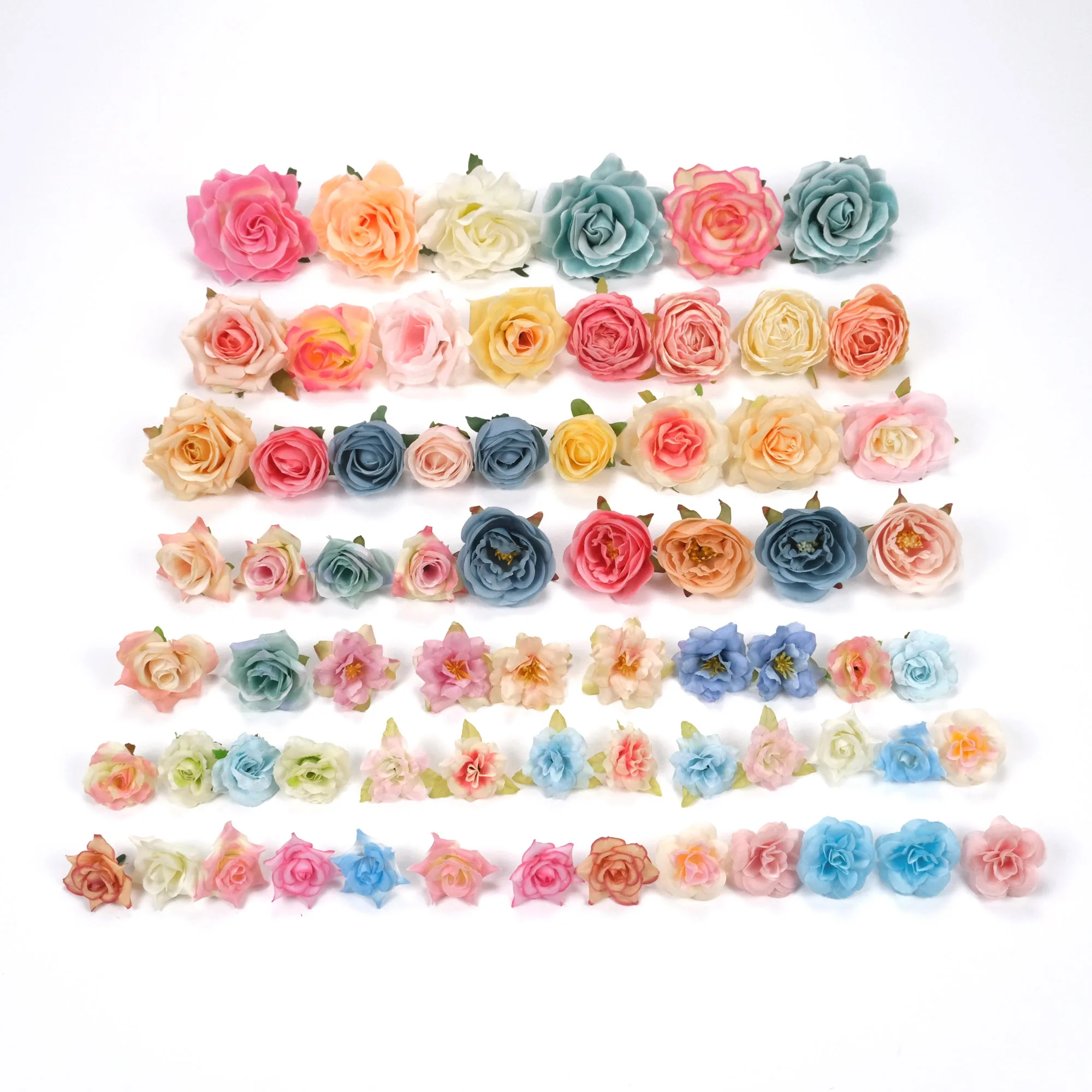 

68Pcs Assorted Color Artificial Silk Flowers Combo Set DIY Craft Hat Bachelor's Cap Hair Accessories Decor Fake Flower
