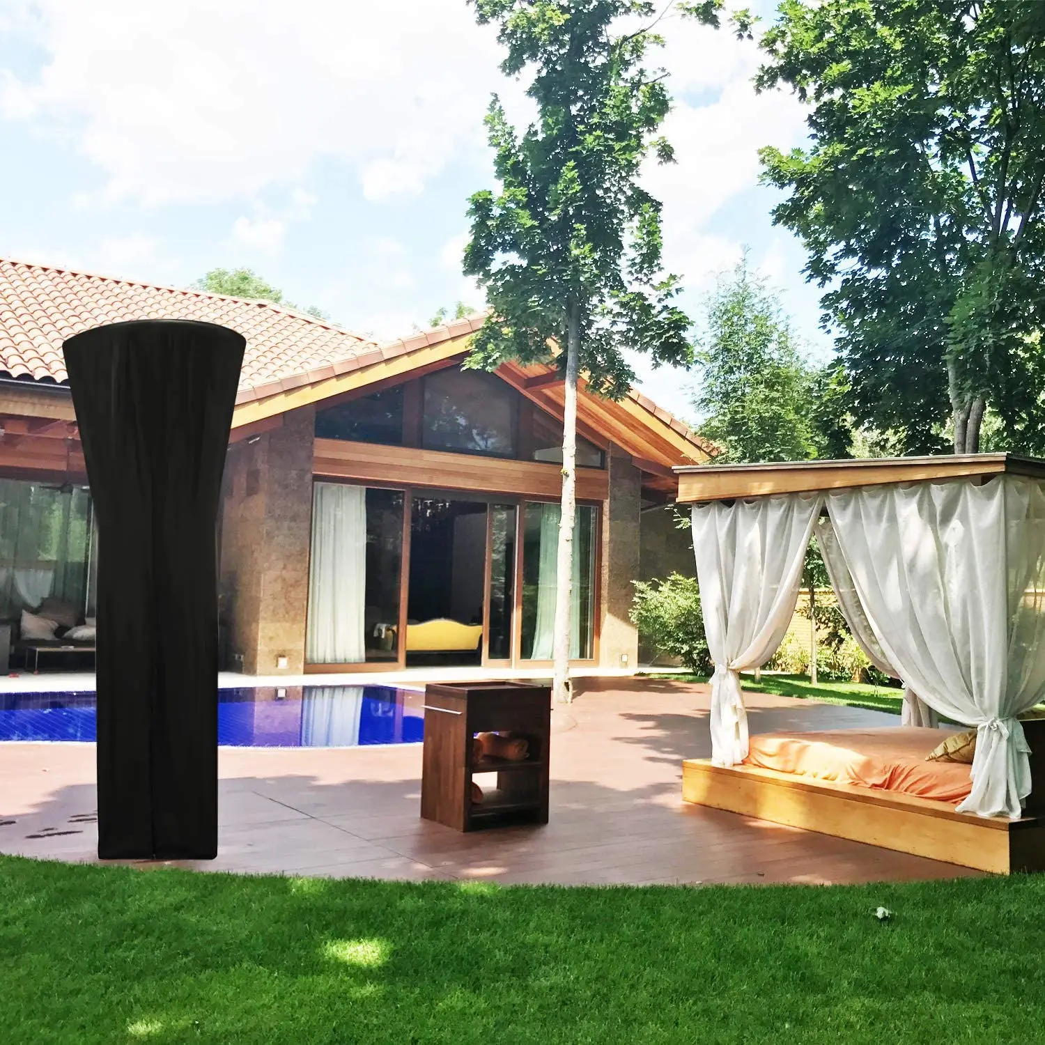 Copertura Riscaldante In Tessuto Oxford Per Patio Esterno, Polvere E Pioggia Cover-600D, Cerniera Impermeabile Resistente (89 "H X 33" Cupola X 19 "Ba