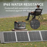 Panneau solaire portable NEWSMY 200W, 24,3% d'efficacité élevée, cellules BC, étanche IP65, sorties MC4/XT60/DC, design pliable, 4 pieds de support pour camping, camping-car et alimentation d'urgence, compatible avec les stations d'alimentation. 1
