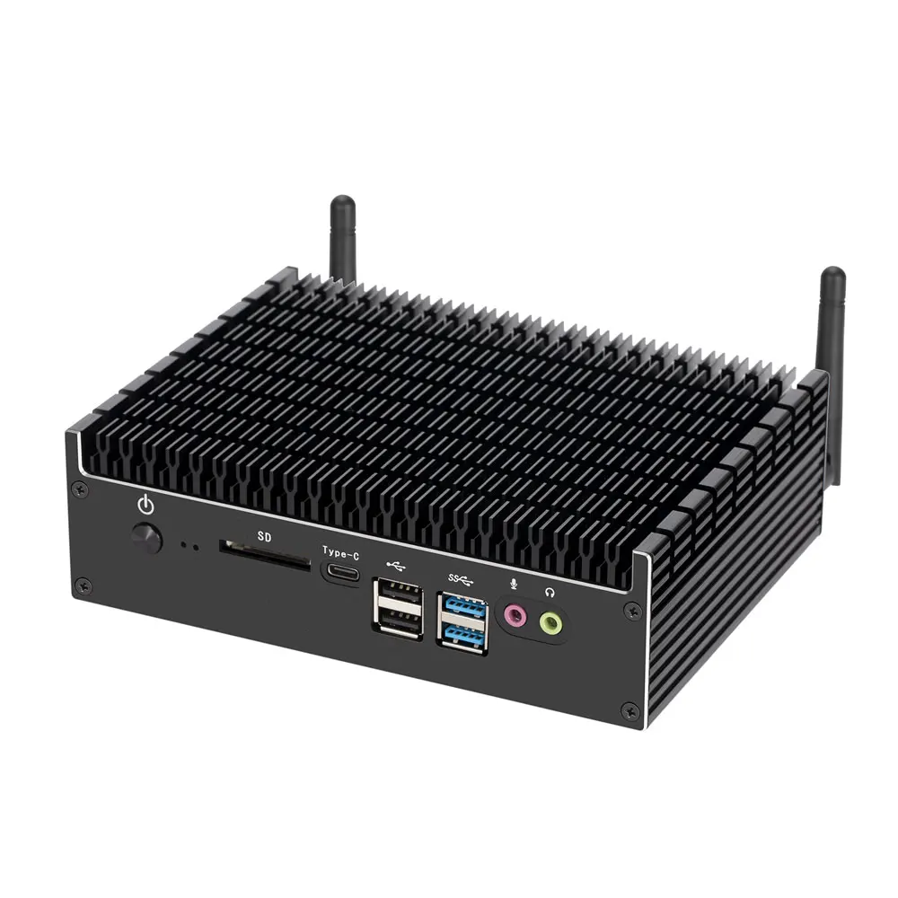 Win8 6Usb 2Lan Sd Type-C Com Hd Dp Wifi Pc Industriale Mini Computer 8G Ddr4 Ram 256G Sdd Metal Shell Nuc Fanless Pc