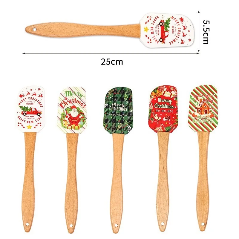 Christmas Silicone Spatula with Wooden Handle 6