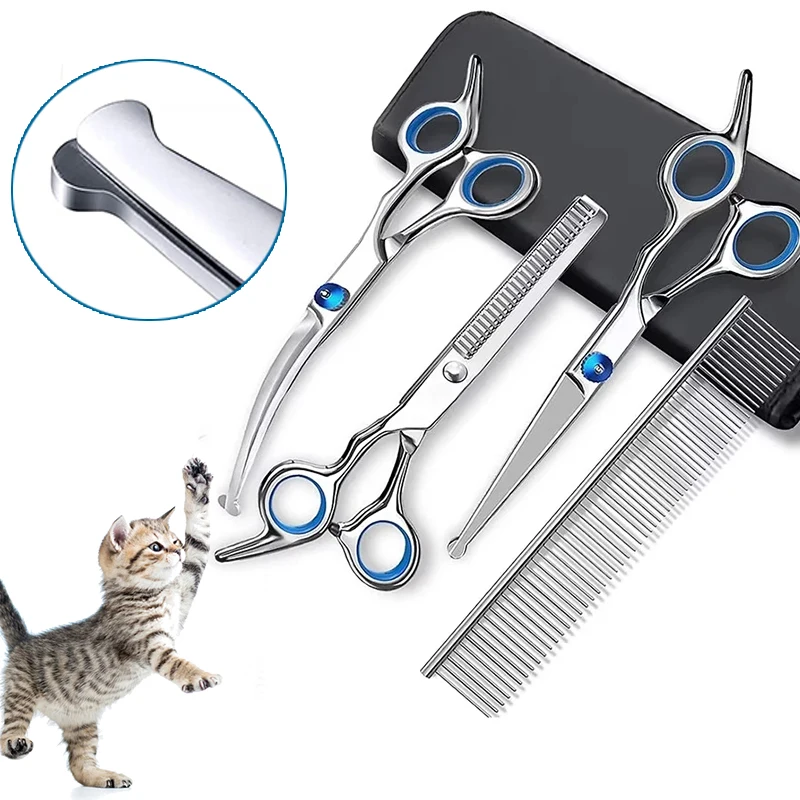 Round Head Safty Pet Grooming Scissors Stainless Steel 6 Inch