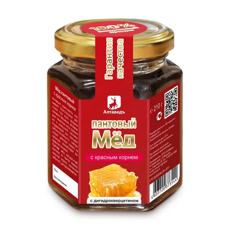 Пантовый мёд с красным корнем;