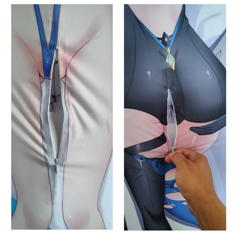 Anime Waifu Pillow with Mid Zipper Hole Full Size Dakimakura Sex Onahole Rem Chika Cotton Daki