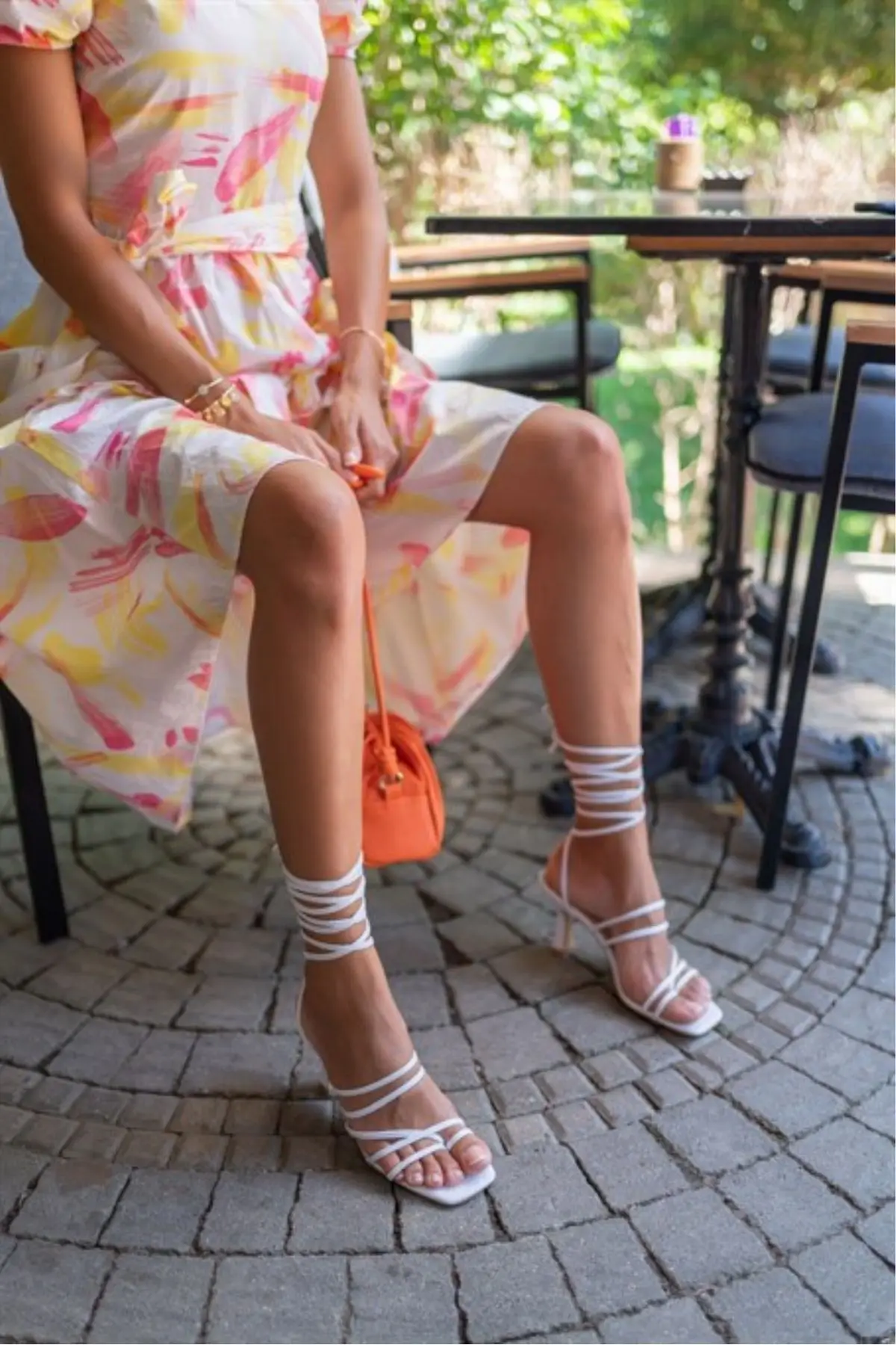 

Esty Inner Genuine Leather Outer Quality Faux Leather Ankle Strap High Heels Women's Sandals Nude Black White Blue Tan Colored