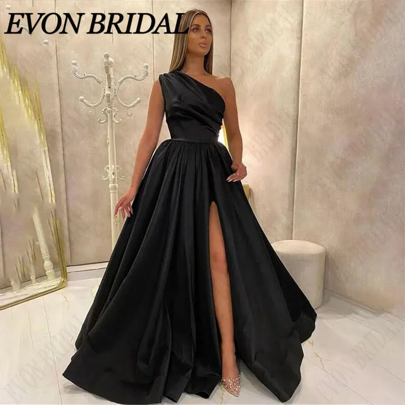 

EVON BRIDAL A-Line One-Shoulder Evening Dresses Satin Sleeveless Party Prom Gowns Formal Occasion Vestidos De Fiesta Custom Made
