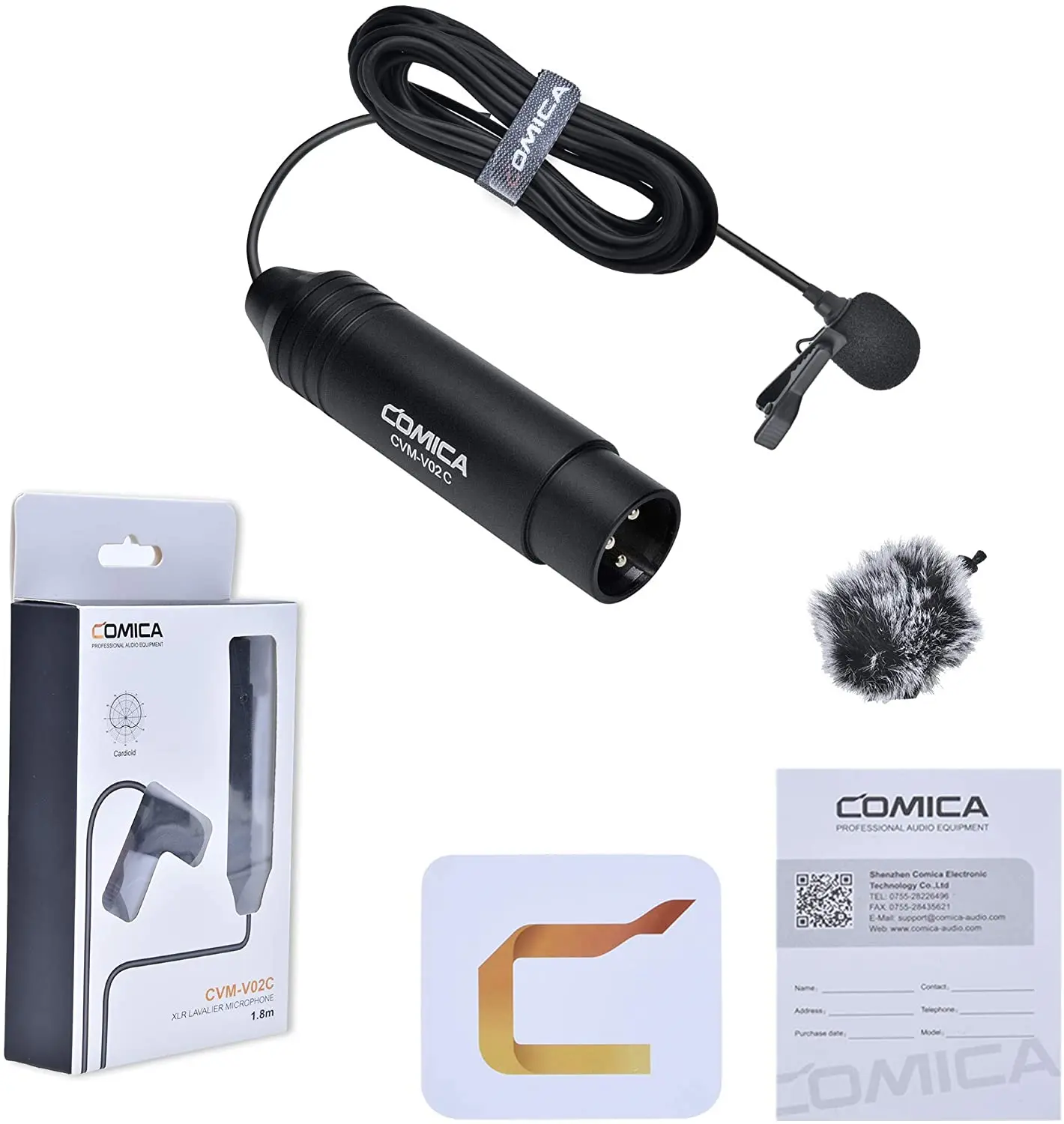CVM-V02C 1.8Meters Lapel Microphone Lavalier Microphone XLR Cardioid Wired Mic F