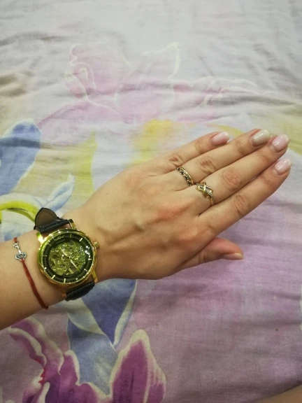 WINNER WOMEN Mechanical Watches Top Brand Luxury Golden Skeleton Leather Strap Elegant Female Hand Wind Wrist Watches photo review