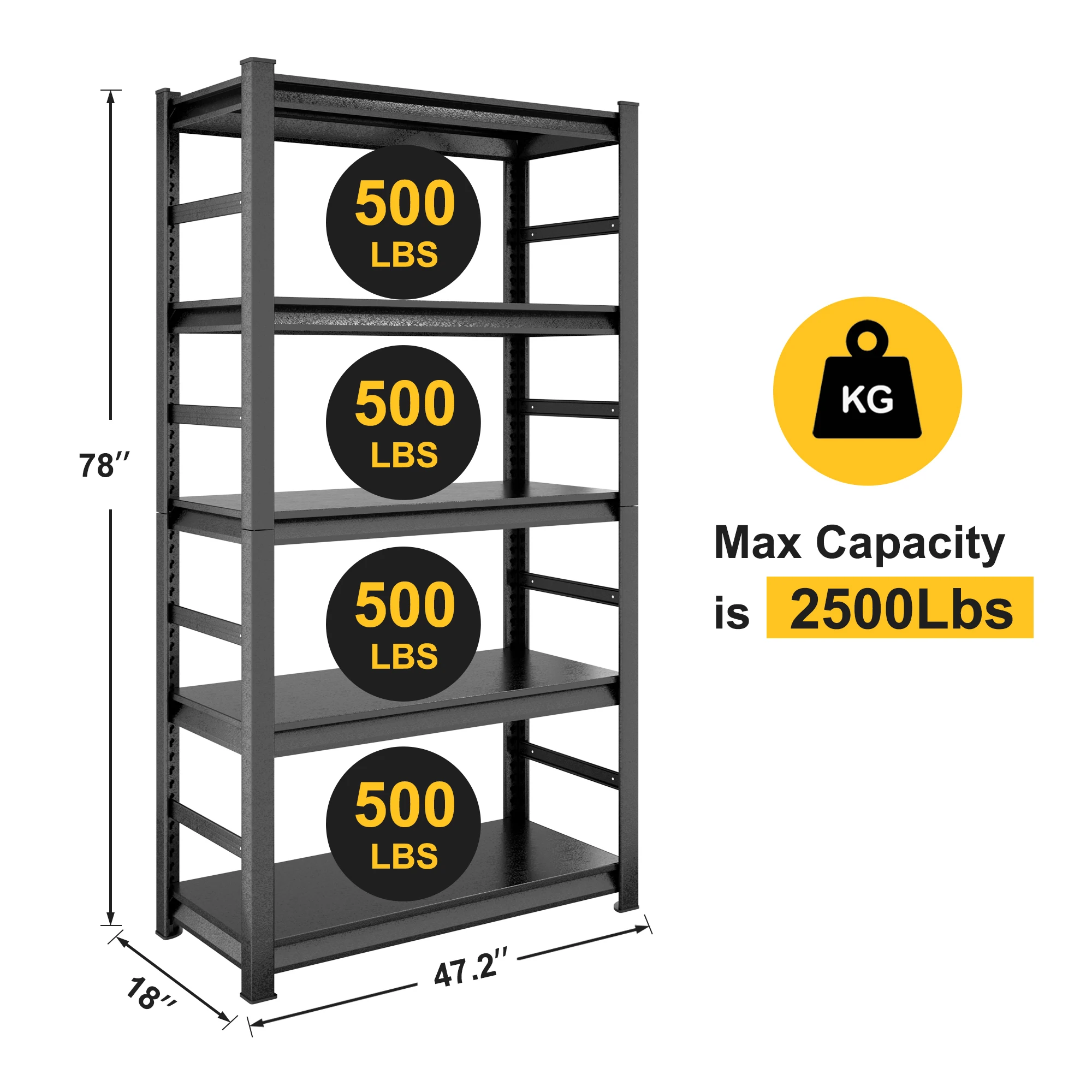 5-Tier Heavy Duty Metal Shelving 1