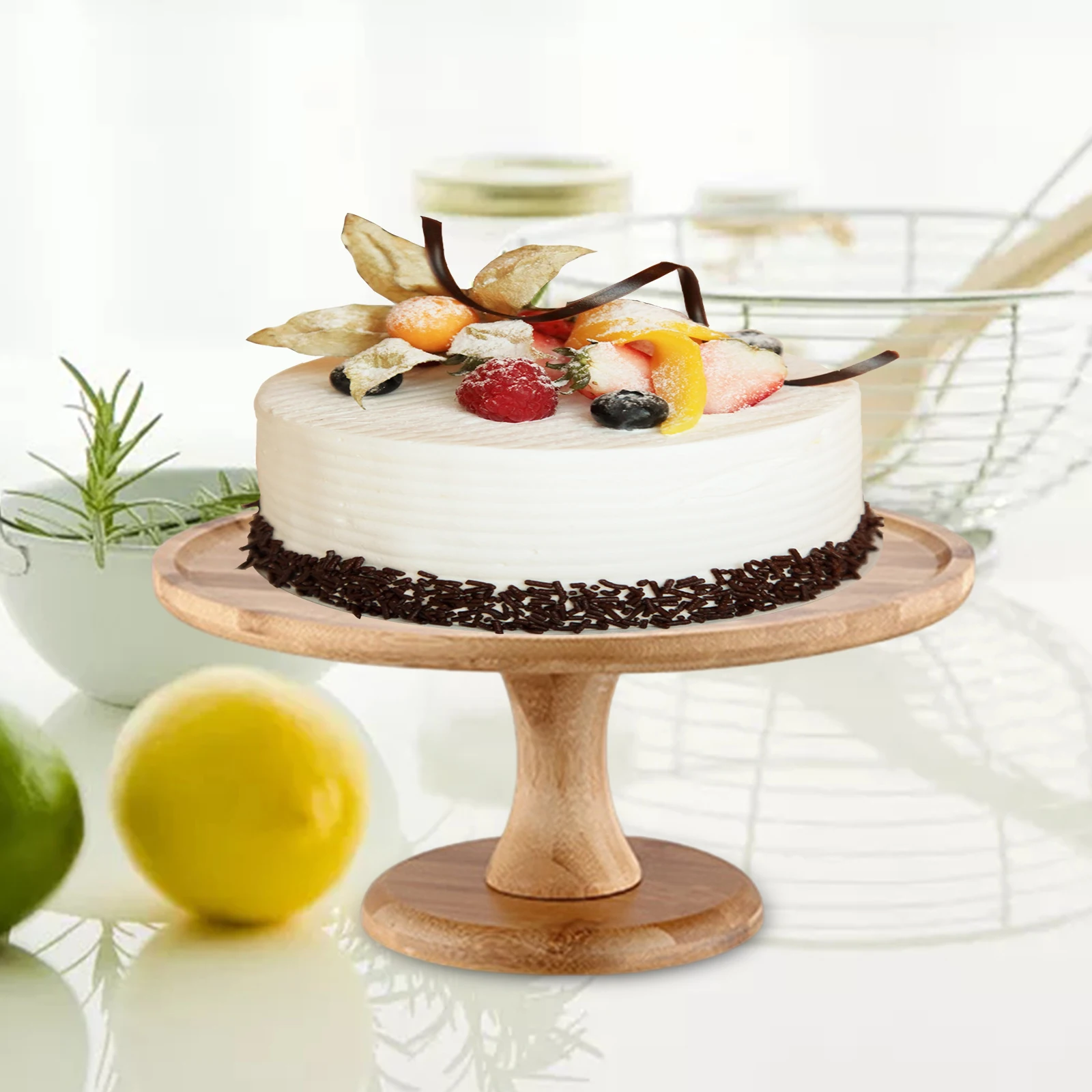 Household Cake Stand Round Party Dessert Wooden Tray Cupcake Holder Stand for Wedding Banquet Party Centerpiece Decoration