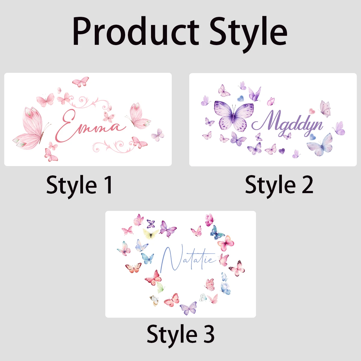 Personalized Butterfly Cartoon Wall Decals with Custom Text