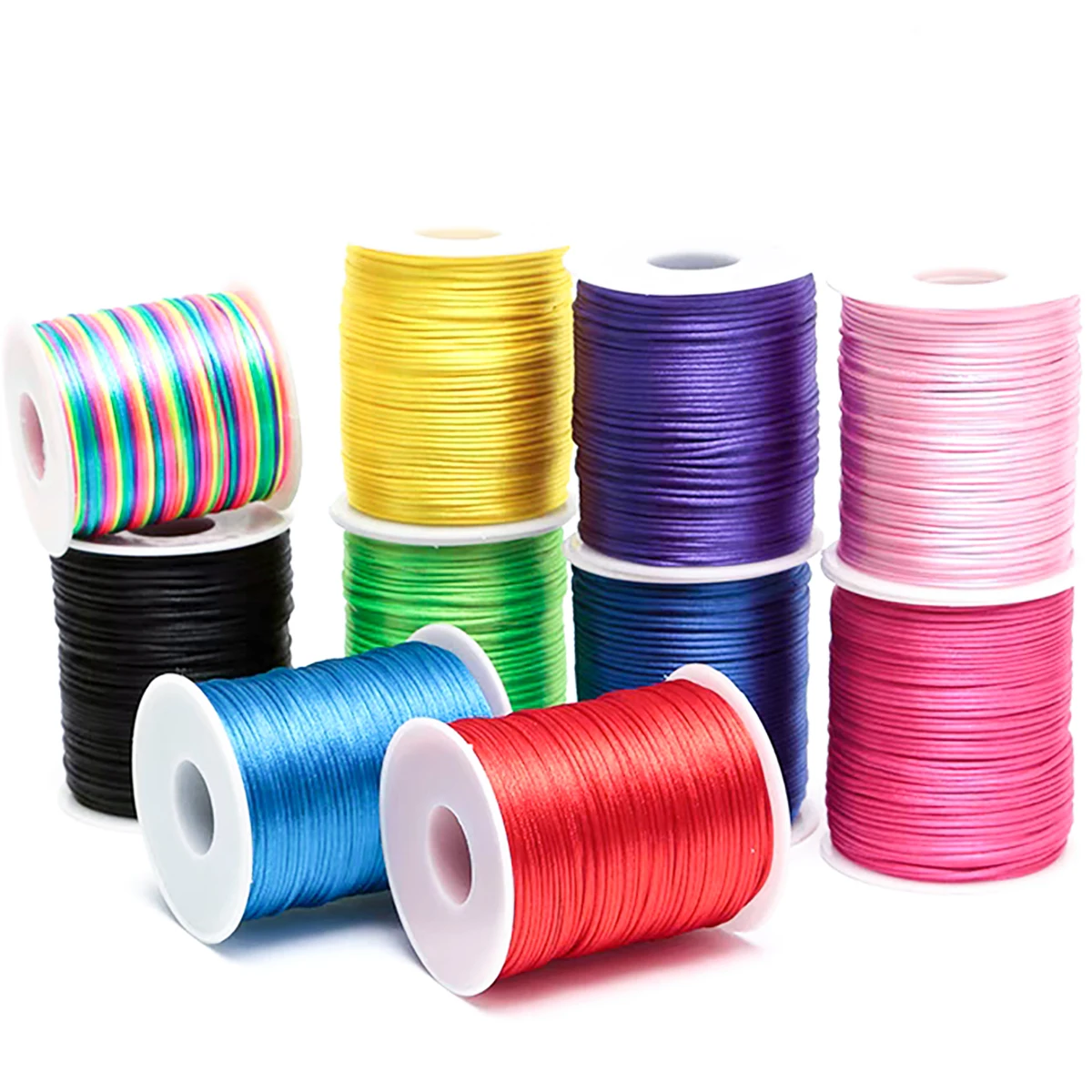 Nylon Cord 100m/Roll 2mm Nylon Line Cord Rat Tail Silk Forging Chinese Knot Thread Colorful Macrame Bracelet Braided Rope Jewelry Thread macrame cord nylon rope silk cord silk rope