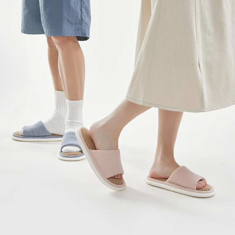 UTUNE Hemp Slippers Slides For Men and Women Natural Linen Sandals