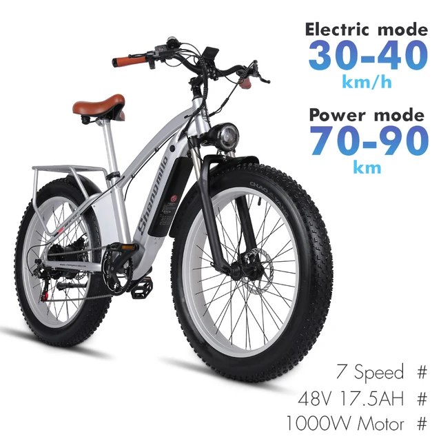 Shengmilo1000W Electric Bike Fat bike 48V17.5AH Electric Bicycle mens Mountain bike Adult Snow Bicycle45KM/H e bike 6