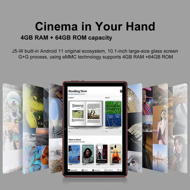 JUSYEA J5 10.1인치 안드로이드 11 태블릿 4GB 램 64GB 롬 옥타코어 프로세서 타입-C 듀얼 카메라 8000mAh 배터리