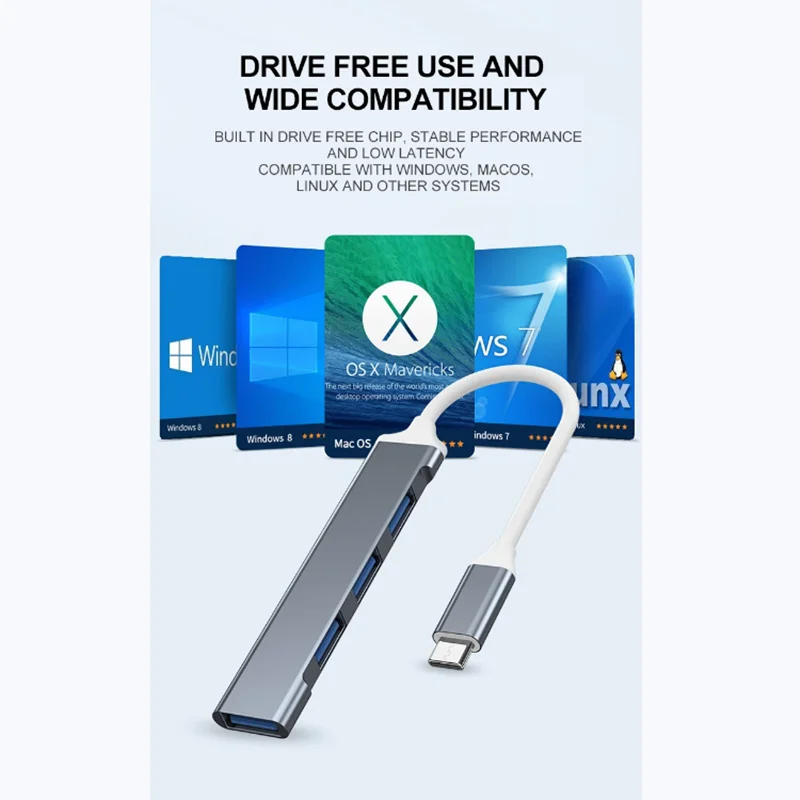 4-in-1 USB C Hub 3.0 Adapter with OTG 4 Port Extender Splitter Docking Station for MacBook Pro/Air PC Laptop Phone Tablet