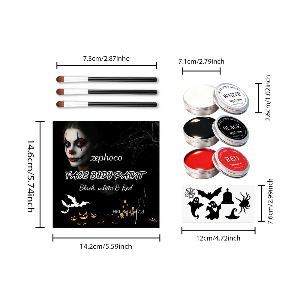 Vibrant Halloween Face Makeup Paint Set for Parties
