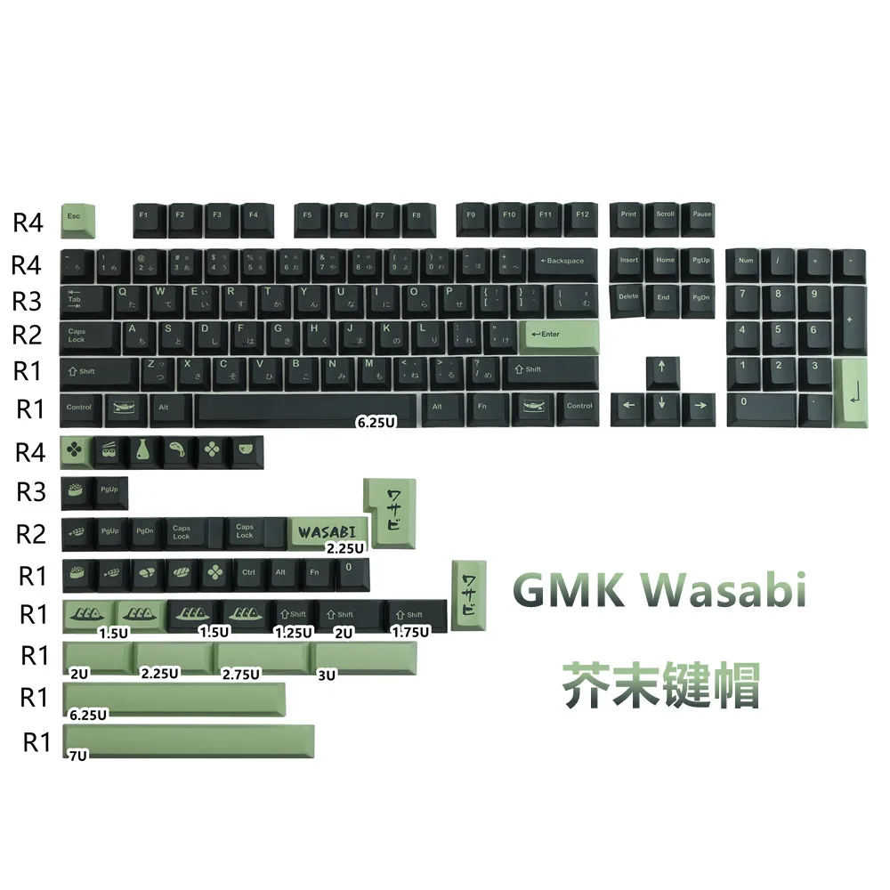 Gmk Wasabi Keycaps, 140 Keys Pbt Keycaps Cherry Profile Dye-Sub Personalized Gmk Keycaps For Mechanical Keyboard