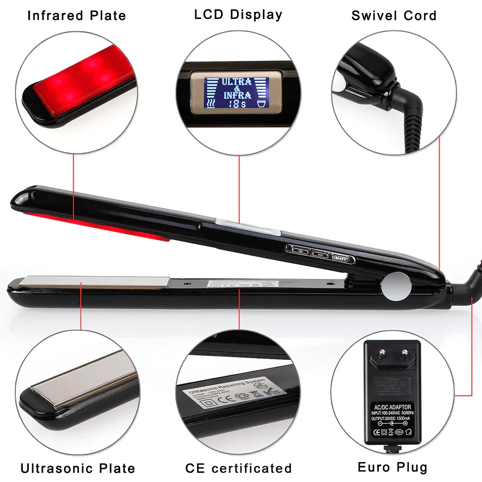 Hair Straightener Ultrasonic Infrared Cold Hair Care Iron Keratin Treatment for Frizzy Hair Recovers the Damaged Hair Flat Irons 5