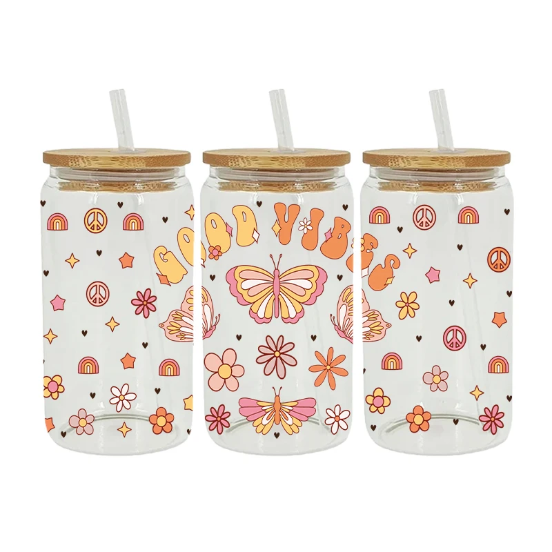UV DTF Transfer Sticker Animal Flowers For The 16oz Libbey Glasses Wraps Bottles Cup Can DIY Waterproof Decals D11837