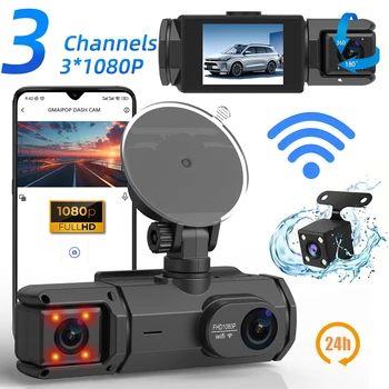 Dash Cam a 3 canali WIFI CAR DVR 1080P 3 obiettivi interni Dash Cam telecamera a tre vie DVR registratore videocamera registratore videocamera