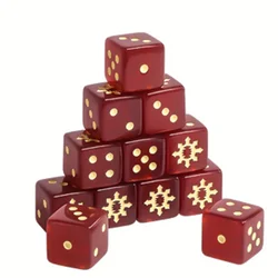 Elegant Wine Red & Gold Dot D6 Dice Set - Perfect for Board Games & Game Night Enthusiasts (12pcs)