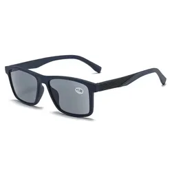 Vintage Men's Square Frame Reading Sunglasses with UV Protection - +250 (Blue)