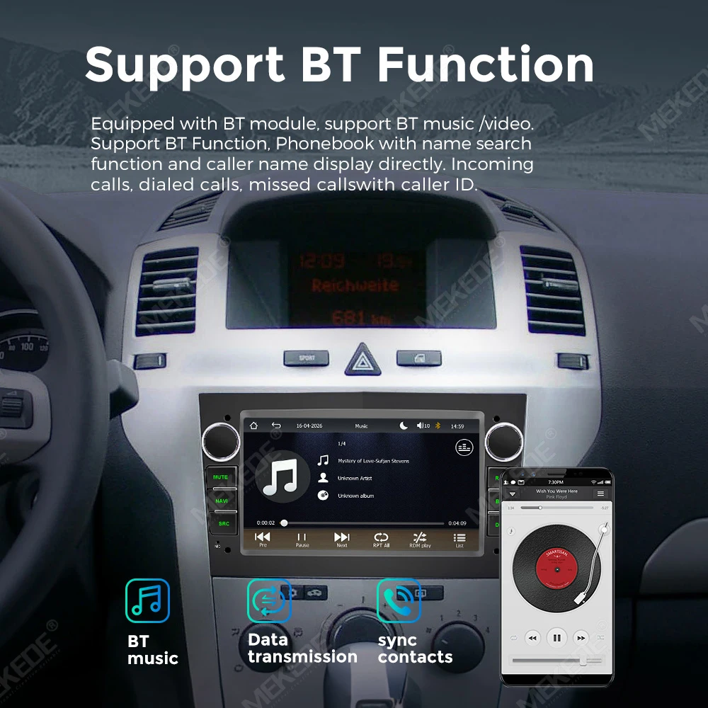 MEKEDE UE Stock 2DIN 7 Pulgadas Radio para Coche Linux con CarPlay Inalámbrico y Android Auto, Reproductor Multimedia con Pantalla Táctil, Autorradio Estéreo para Opel Astra H G J Zafira B Corsa C D Antara Vectra Vivaro, Bluetooth, FM, AM, RDS, USB, Cámara Trasera AHD, Control desde el Volante 3