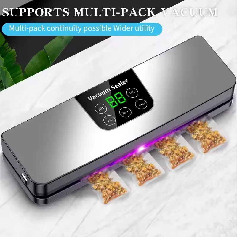 Electric Vacuum Sealer 110V/220V Dry and Wet Food Packaging Machine Bag Sealer with UV Sterilizer Food Cutter Vacuum