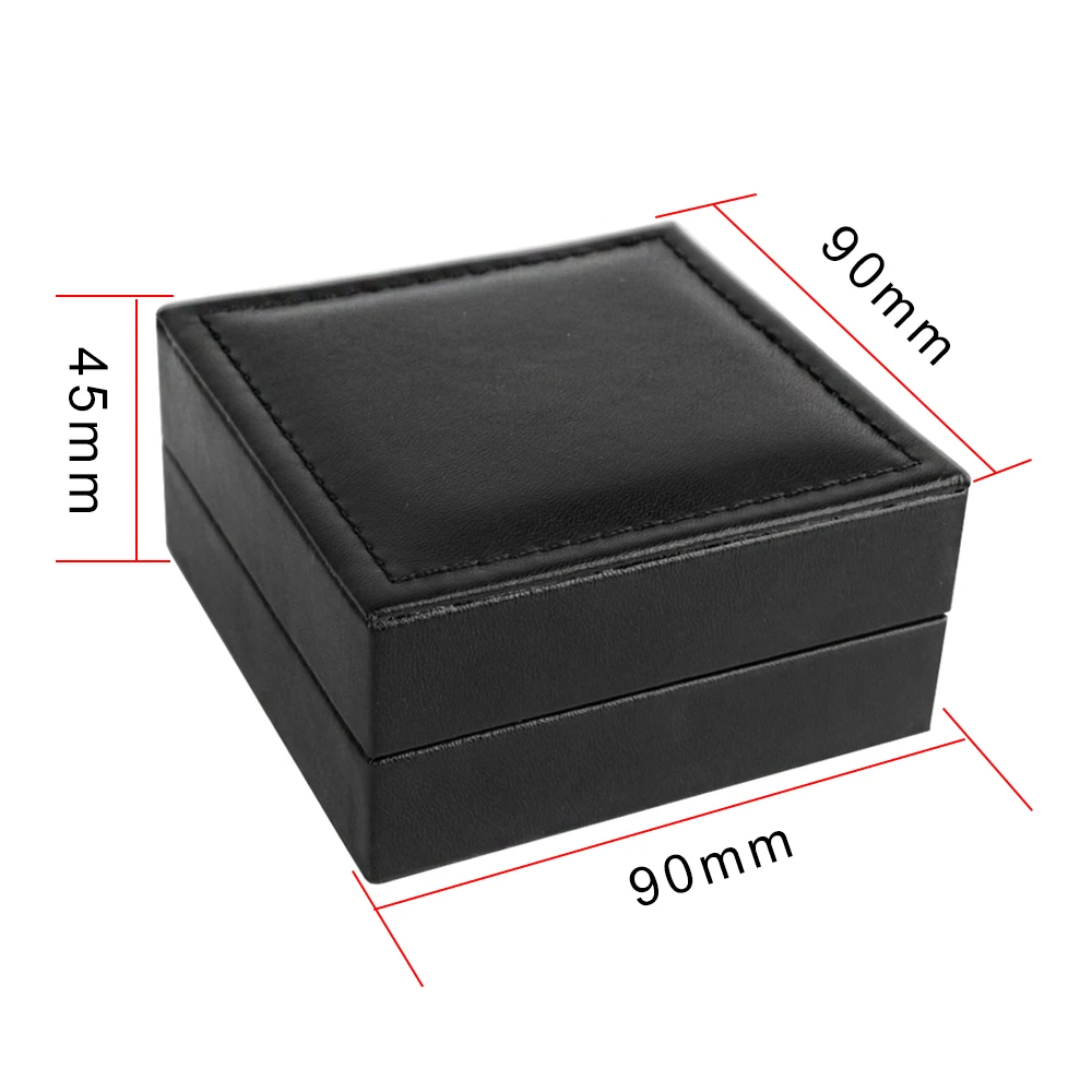 12 compartment watch organizer box black 9*9*4.5cm Hight Quality Elegant Organizer Gift Box Foam Pad Black Leather Pocket Watch Box Storage