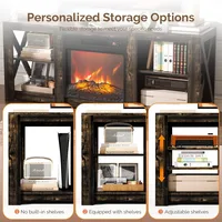 Fireplace TV Stand for up to 70 inch TVs, Farmhouse Entertainment Center with Electric Fireplace Heater & Adjustable Shelves, Fi 4