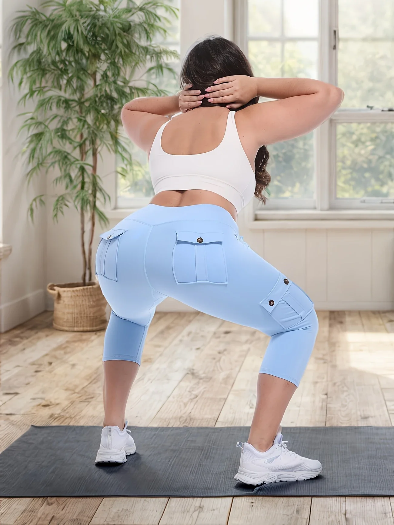 Squat Proof Gym Leggings Woman High Impact Yoga Cropped Pants Fitness Butt Lifting Tummy Control Workout Tights with Pockets