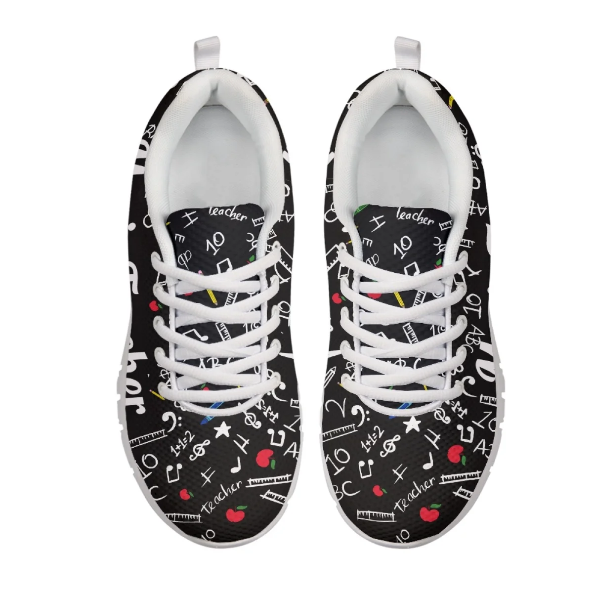 INSTANTARTS Women's Non-Slip Sneakers Musical Teacher ECG Pattern Female Casual Flats Breathable Air Sports Shoes Plus Size 48