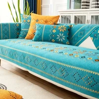 Pet Friendly Bohemian Chenille Sofa Cover Geometric Embroidered Thick Plush Sofa Protector Cover Non Slip Couch Covers 1