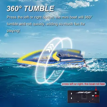 360° Rotating Fast RC Boat - Pool and Lake RC Boats, Underwater RC Speedboat Toys, Mini RC Boats for Adults and Kids, 2.4GHZ 2