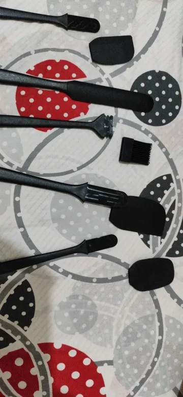 Silicone kitchenware 6-piece set, cream integrated scraper, spatula, oil brush, size scraper set baking tool photo review