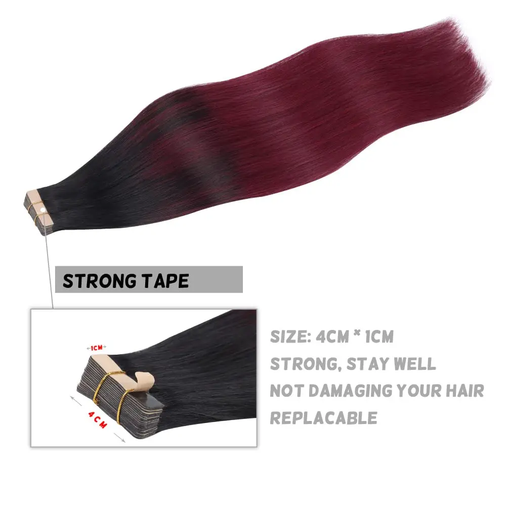 Seamless Tape In Human Hair Extensions Real Remy Straight Hair Extension Skin Weft Adhesive Glue On Salon