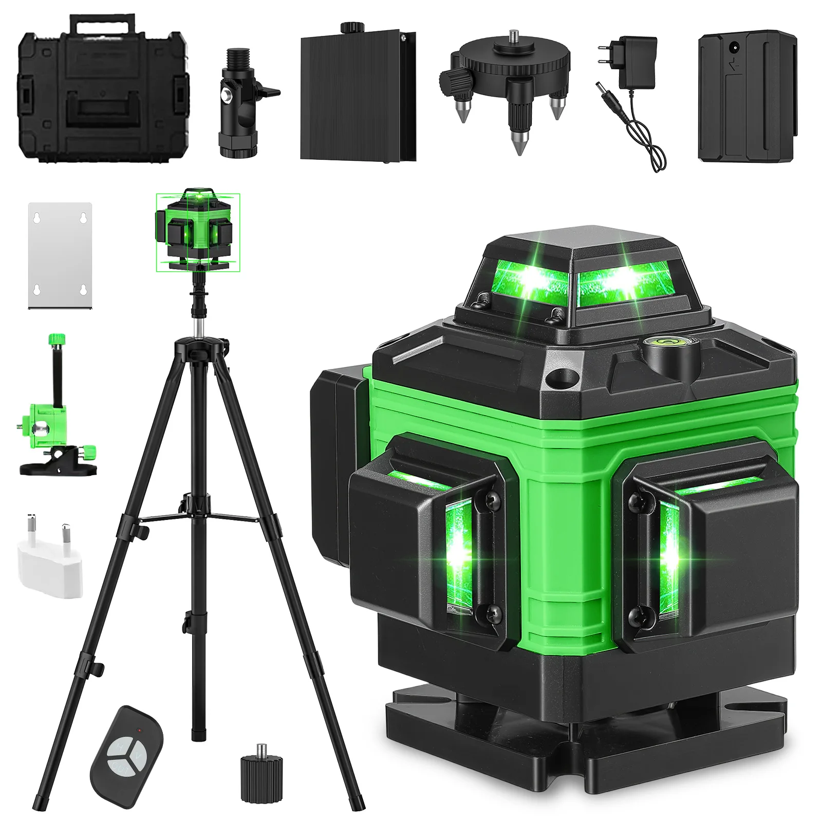 16 Lines 4D Laser Level 3 ° Self-Leveling Function Leveling Tool Omnidirectional Ground Wall Sticker Line with Tripod Stand