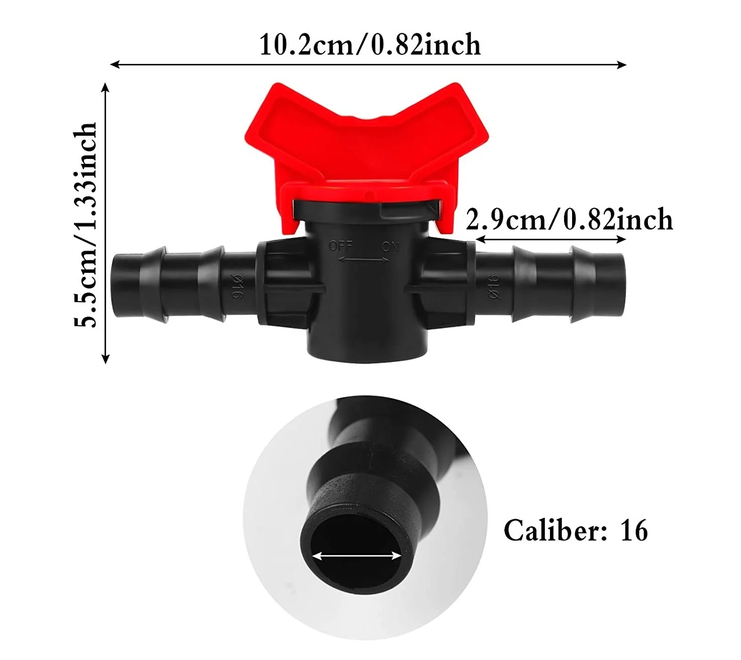 Válvula do interruptor da irrigação do gotejamento para a tubulação de irrigação de 16mm, bloco do stopcock 25 pces.