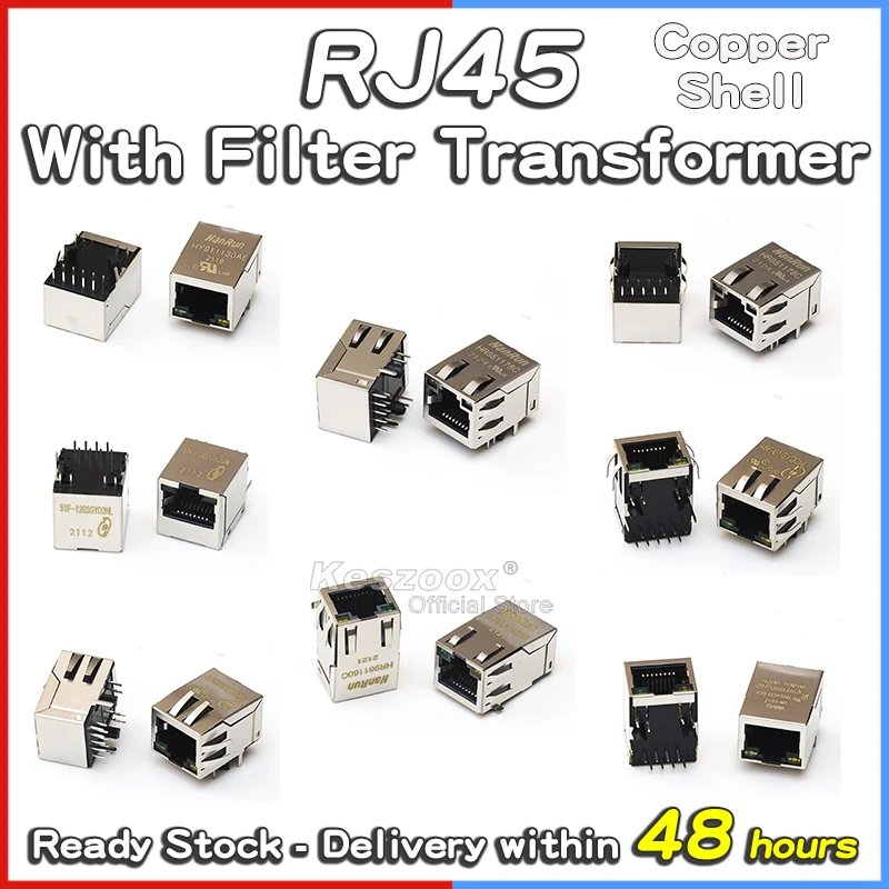 

Keszoox RJ45 With Filter Transformer Fast Ethernet Network Port HR/HY911105A/951180A/911130A/931147C/J0011D21BNL Connector