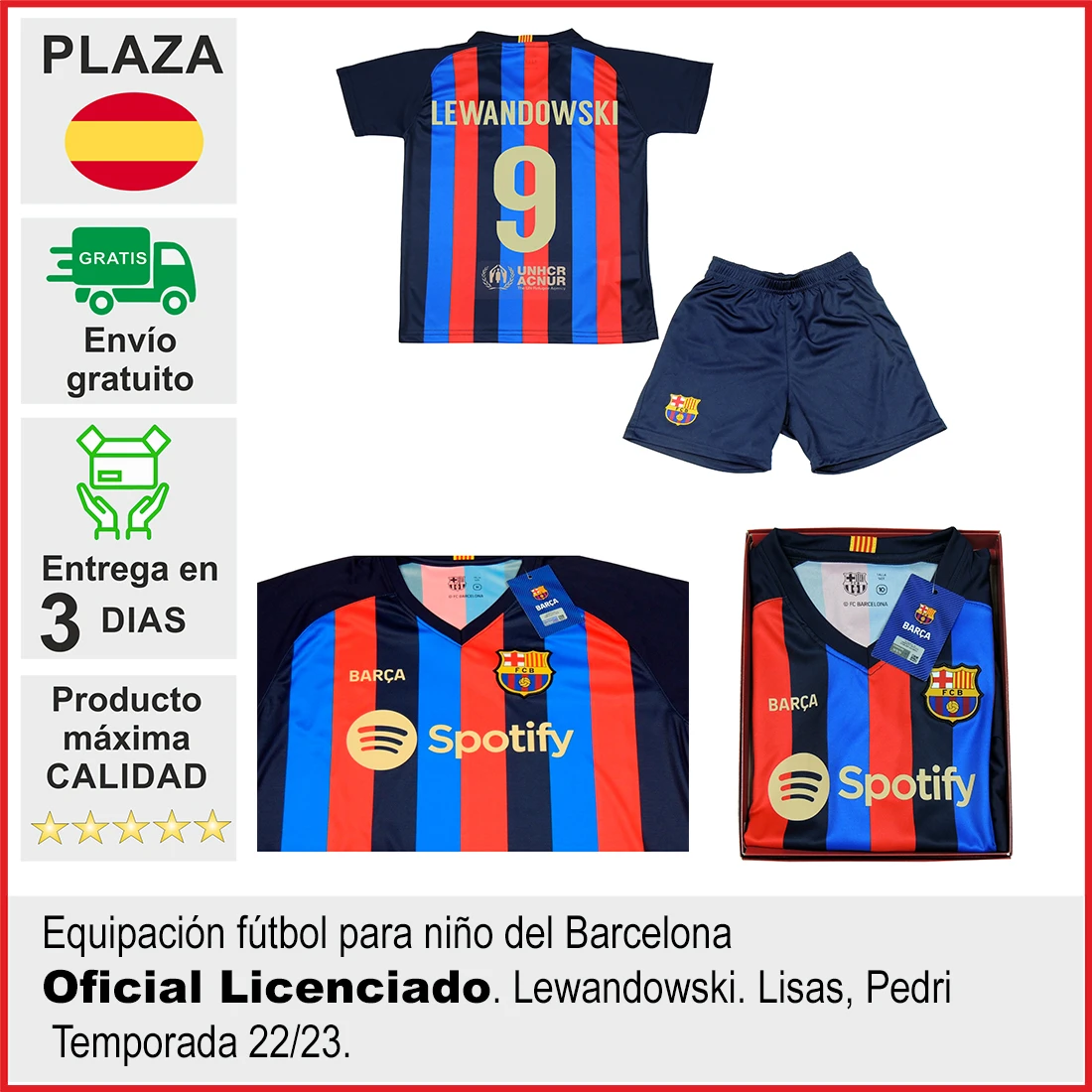 Equipación FC Barcelona ropa deportiva para niño jugador de fútbol. Camiseta licenciada Ter Stegen , Pedri, Ansu Fati, Memphis, Personalizada, De Jong Conjunto de infantil equipación réplica de fútbol| -