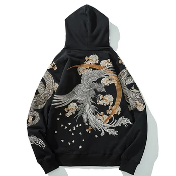 Hip Hop Hoodies Chinese Dragon Embroidery Sweatshirt 2