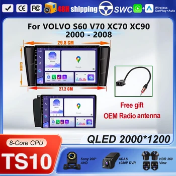 Pantalla de Navegación Android 16 de 9 Pulgadas para VOLVO S60 V70 XC70 XC90 2000-2008, Android Auto Inalámbrico, Carplay, 2k, Procesador de 8 Núcleos 1