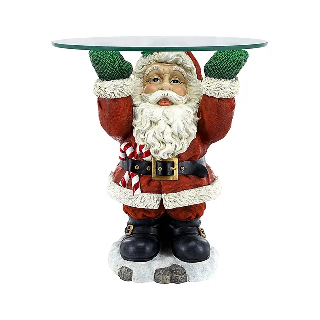 Resin Santa Claus Statues Holding Snack Tray Christmas Figurine