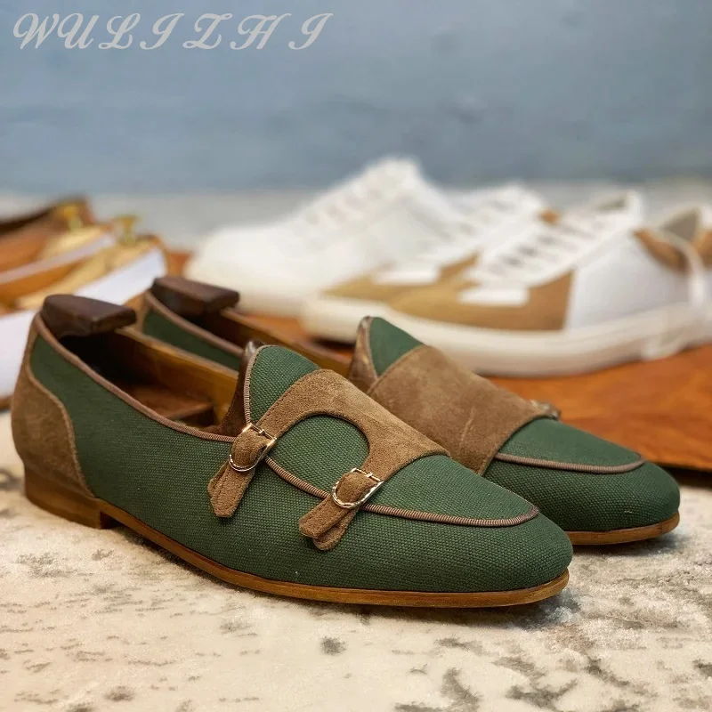 Mixed Colors Luxury Men's Loafers Casual Handmade Double Belt Buckle Design Classic Formal Shoes Comfortable Men Shoes