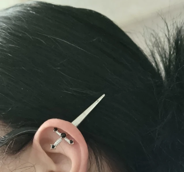 Hip Hop Cross Sword Stud Earrings For Women Classic Blask Crystal Stone Silver Ox Gold Black Color Personality Simple Jewelery photo review